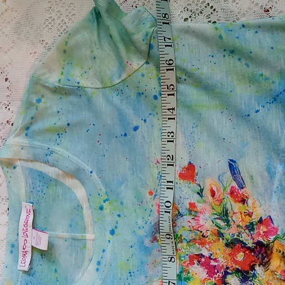 Leoma Lovegrove Shirt Colorful  Short Sleeve Bicycle/Basket Of Flowers PS - Picture 11 of 13